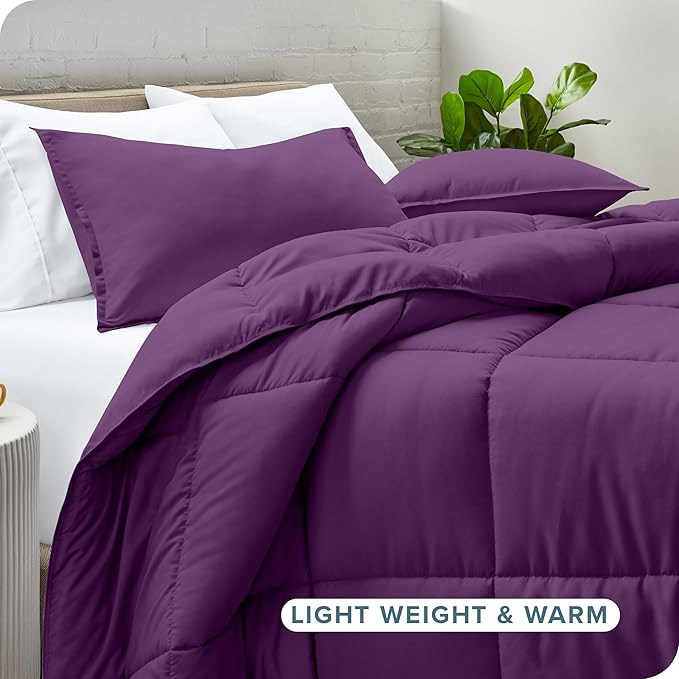 Bare Home Comforter Set - Full Size - Ultra-Soft - Goose Down Alternative - Premium 1800 Series - All Season Warmth (Full, Plum)
