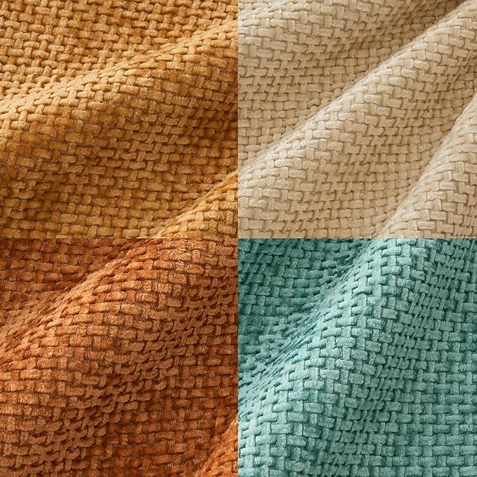MIULEE Pack of 4 Orange/Teal Couch Throw Pillow Covers 18x18 Inch Yellow Green Soft Decorative Chenille Pillows Farmhouse Accent Cushions for Boho Home Decor Spring Sofa Bedroom Living Room