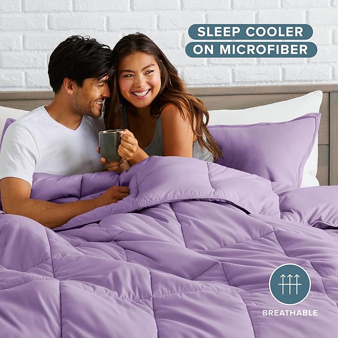 Bare Home Comforter Set - Queen Size - Ultra-Soft - Goose Down Alternative - Premium 1800 Series - All Season Warmth (Queen, Lavender)