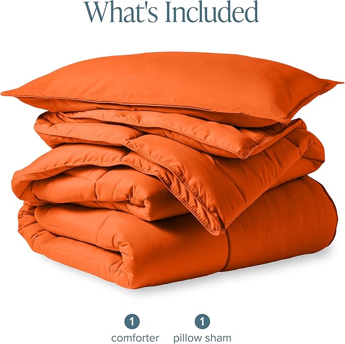 Bare Home Comforter Set - Twin/Twin Extra Long Size - Ultra-Soft - Goose Down Alternative - Premium 1800 Series - All Season Warmth (Twin/Twin XL, Orange)