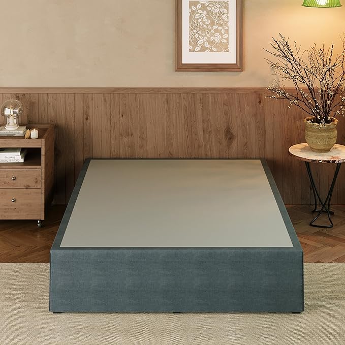 EMODA 14 Inch King Bed Frame with Fabric Cover, Heavy Duty Metal King Platform Bed Frame No Box Spring Needed, Noise Free, Easy Assembly