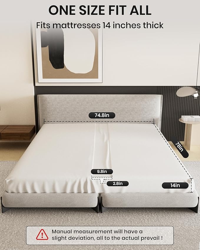 Upgraded 3-In-1 Bed Bridge Twin to King Converter, Split King Gap Filler for Adjustable Bed with Fitted Sheet, for King Size Mattresses, Mattress Connector to Close Gap, No-Slip Mattress Bridge, White