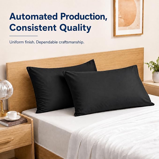 ZPECC Black Pillow Cases Queen Size Set of 4, 20x30 Envelope Closure Pillowcases, Soft Plain Brushed Microfiber Covers Hypoallergenic Breathable
