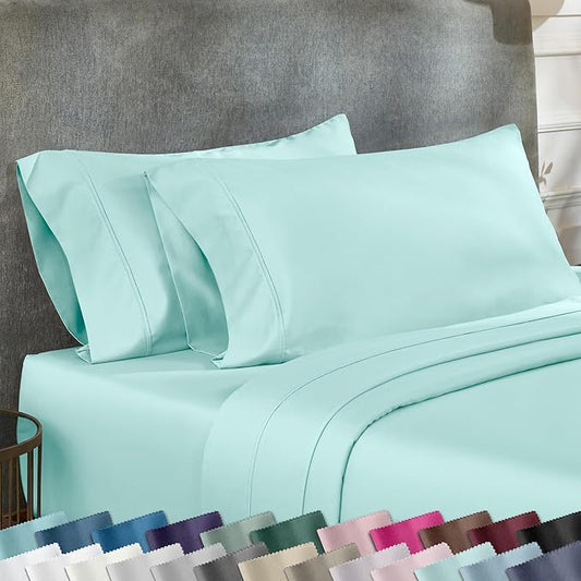California Design Den Standard Queen Size Pillowcase Set - 400 Thread Count, 100% Cotton Sateen, Set of 2 Pillow Covers, Soft and Breathable - Seafoam