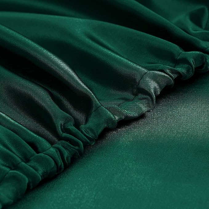 Homiest 4pcs Extra Deep Pocket Satin Sheets Queen Size Bed Set, 18-24 Inch Deep Pocket Bed Sheets Blackish Green Satin Sheet Set, Silky Satin Bedding Set Soft Fitted Sheet Set Fits Ultra Deep Mattress