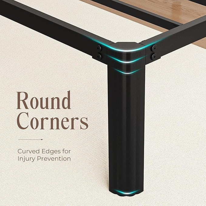Metal Bed Frame Queen Size, 14 Inch 3000 lbs Heavy Duty Platform Bed Frames Noise Free No Box Spring Needed, Easy Assemble Sturdy Bedframe with Storage