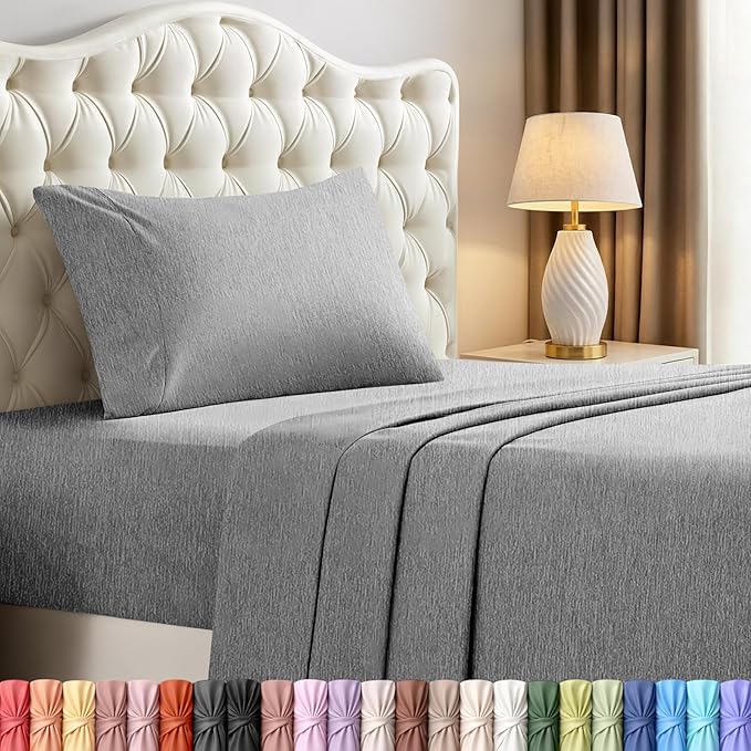 Utopia Bedding Twin Sheet Set – 3 Piece Bed Sheets for Twin Size Bed, Soft and Breathable Microfiber, Includes 1 Fitted Sheet, 1 Flat Sheet and 1 Pillowcase – Oeko Tex (Heather Grey)