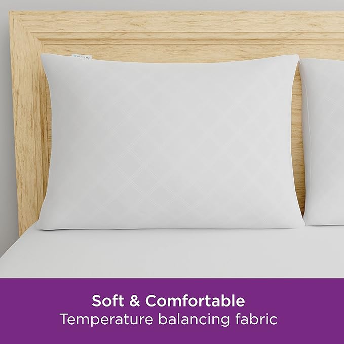 Set of 2 Standard/Queen AllerEase Pillow Protectors - Temperature Balancing, Allergist Recommended - Premium Breathable, Zippered Protectors
