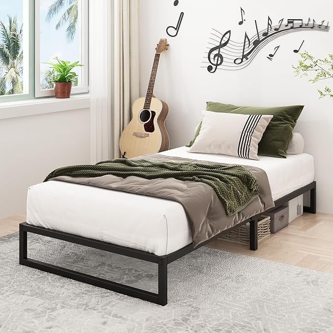 Lutown-Teen 9 Inch Twin Bed Frames Heavy Duty Metal Twin Platform Bed Frame No Box Spring Needed, Noise Free, Easy Assembly, Black