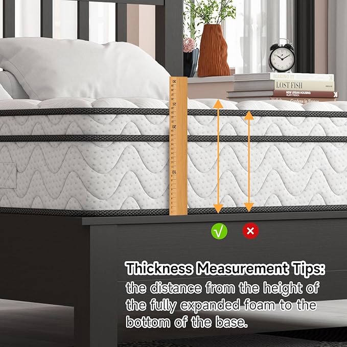 Vesgantti Twin Mattress 10 Inch, Fiberglass-Free | Cool Sleep Hybrid Single Mattress in a Box - Memory Foam & Pocket Springs, Ergonomic Design, Pressure Relief, Medium Firm Feel, 39"*75"*10"