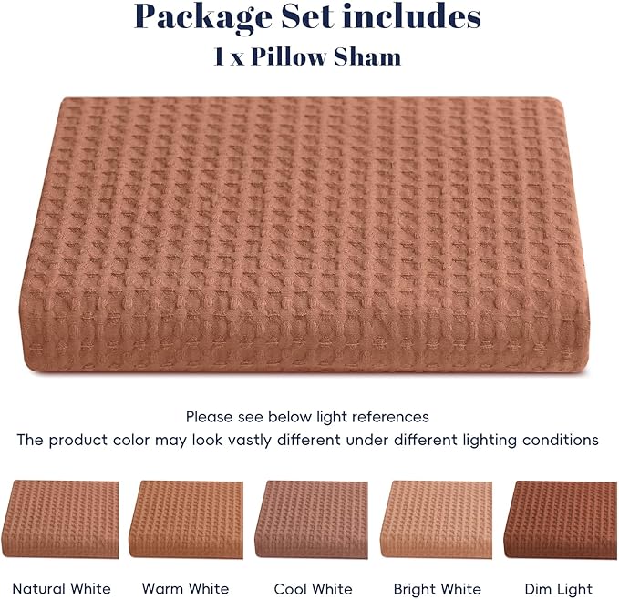 PHF Ultra Soft Waffle Weave Body Pillowcase with Zipper, No Insert, 1Pack 20" x 54" Pillow Sham, Breathable & Skin-Friendly Body Pillow case, Stylish Decorative Bed Pillow Cover, Burnt Umber