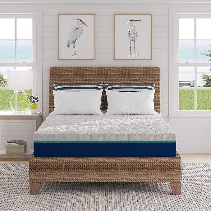 Nautica Home 10" Restore Innerspring Hybrid Mattress Quilted Memory Foam Cover: High Density Comfort Latex Foam Layer with Bonnell Support Coil Springs Base, Full,White