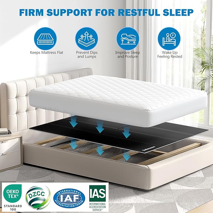 Bunkie Board King Size (76x80''), Heavy Duty 10mm Bed Boards for Slatted Frame, Sleeper Sofa Support Board to Stop Sagging Mattress, Breathable, Noise Minimizing, Moisture Resistant, Black