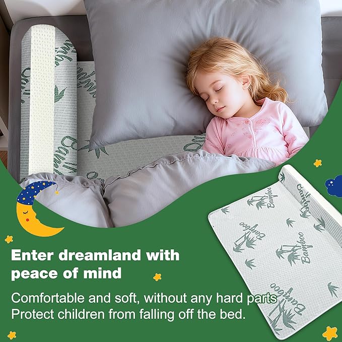 Baby Bed Bumpers for Toddlers with Washable Cover, Foam Bed Guard Rail for Kids Bed Twin Full Queen King Size Bed, 1 Pack