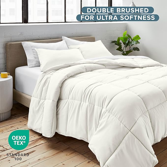 Bare Home Comforter Set - California King Size - Ultra-Soft - Goose Down Alternative - Premium 1800 Series - All Season Warmth (California King, Cream)
