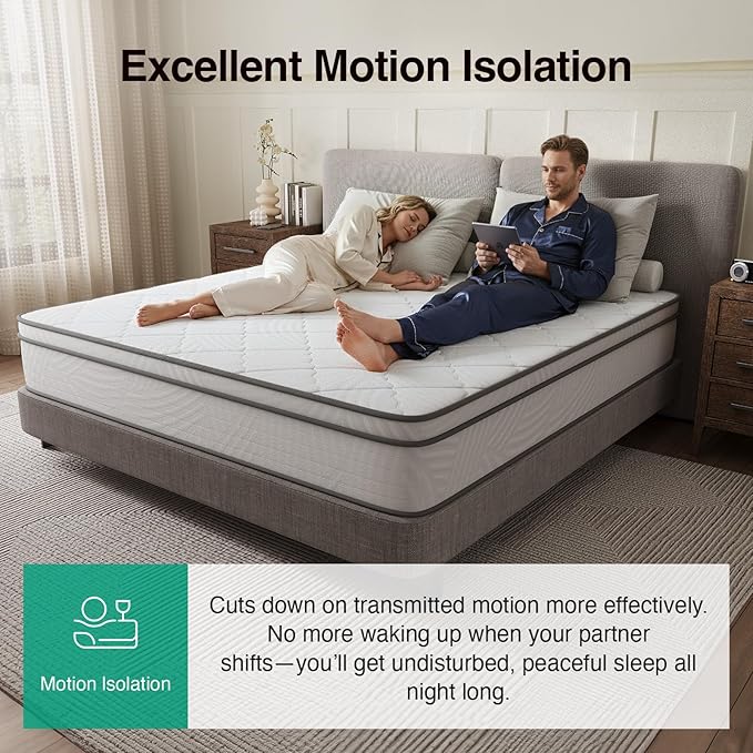 Novilla Full Szie Mattress 12 Inch, Full Mattress Hybrid- Medium Firm with Pocket Springs & Comfort Foam, Cooling Pressure Relief, CertiPUR-US Certified Mattress in a Box