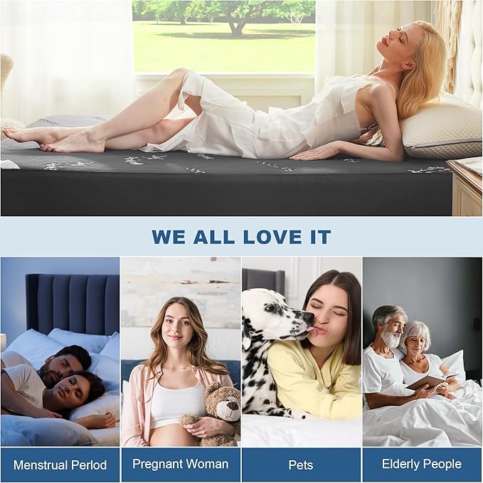BEDLORE Full Size Waterproof Mattress Protector Viscose Derived from Bamboo, Soft Mattress Cover Fitted with Deep Pocket 6"-15", Breathable Noiseless Mattress Pad, Machine Washable(Gray)