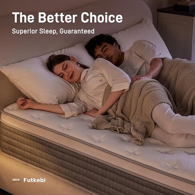 14 Inch King Mattress, Comfort Foam & Pocket Coil Hybrid Mattress in a Box, Medium Firm Cooling Breathable Knit Cover, Motion Isolation & Edge Support, Gray & White