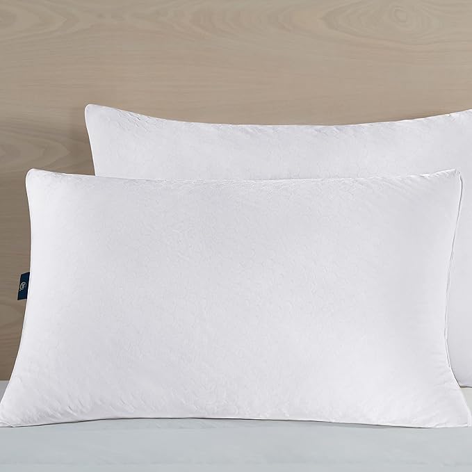 Serta Power Chill Cooling Soft/Medium Down Alternative Bed Pillows for Side, Stomach or Back Sleepers (2 Pack), King, White
