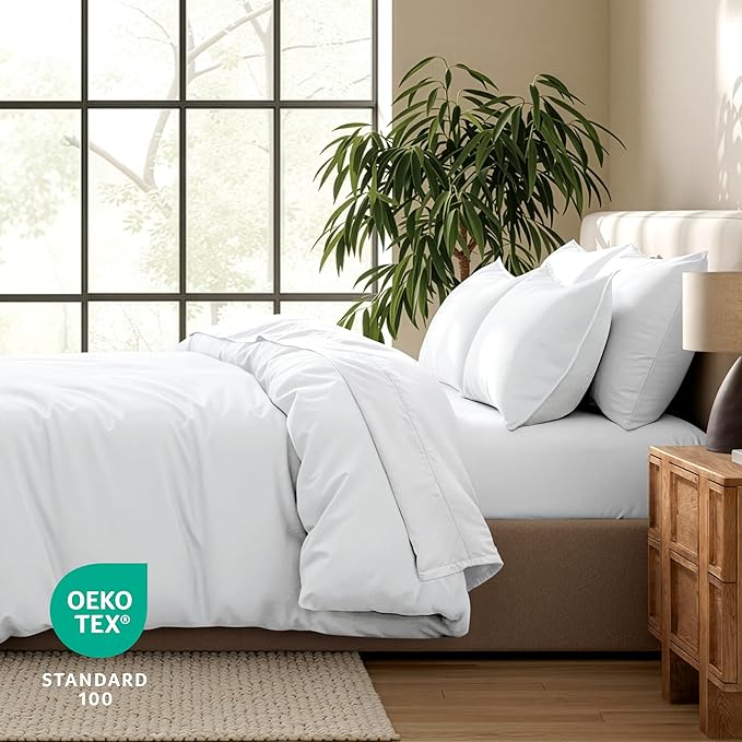 Bare Home Bedding Duvet Cover Full Size - Premium 1800 Super Soft Collection - Lightweight, Cooling Duvet Cover - Soft Breathable Bedding (Full, White)