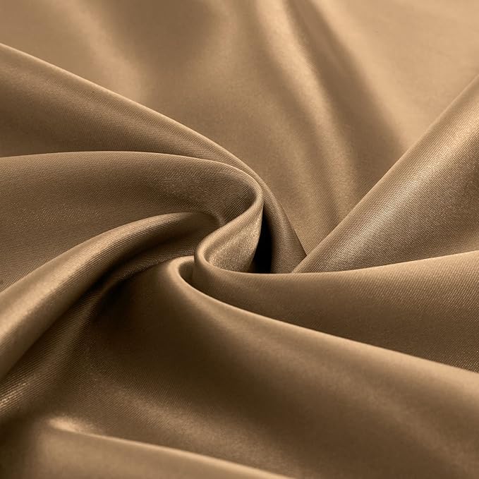 Homiest 4pcs Satin Sheets Set Luxury Silky Satin Bedding Set with Deep Pocket, 1 Fitted Sheet + 1 Flat Sheet + 2 Pillowcases (King Size, Camel Brown)