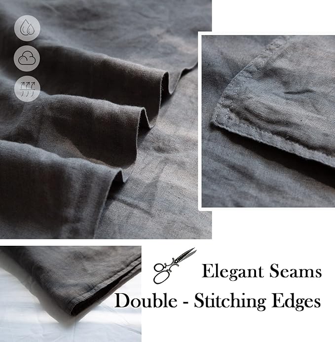 Simple&Opulence 100% Washed Linen Euro Shams 26'' x 26'' Pack of 2, Basic Style Solid Color Natural Flax Farmhouse Decorative Square Throw Pillow Covers for Bed Couch Sofa - Dark Grey
