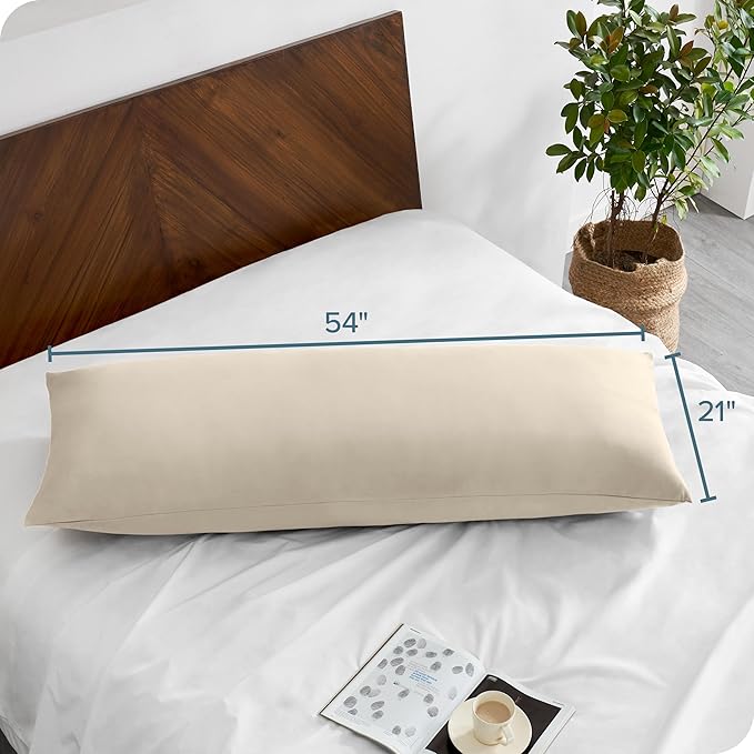 Bare Home Microfiber Body Pillow Cover - Ultra Soft - Cooling Pillowcase - Double Brushed - Pillowcase with Zipper Closure - Easy Care (20''x54'' Body Pillow Cover, Sand)