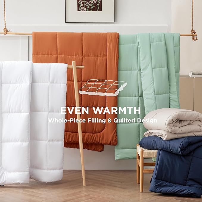 Bedsure Comforter Duvet Insert - Quilted Comforters Twin XL Size, All Season Duvet, GentleSoft Down Alternative Bedding, with 8 Tabs, Gifts for Women/Men, Burnt Orange, Twin XL 92 x 68 Inches