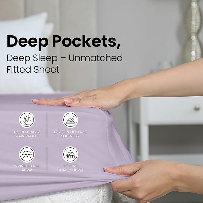 Utopia Bedding Twin Fitted Sheet - Bottom Sheet - Deep Pocket - Soft Microfiber -Shrinkage and Fade Resistant-Easy Care -1 Fitted Sheet Only (Lavender)