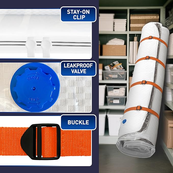 Mattress Vacuum Storage Bag for Memory Foam, Latex and Hybrid Mattress, Easy Moving and Storage (King/Cal King Size)