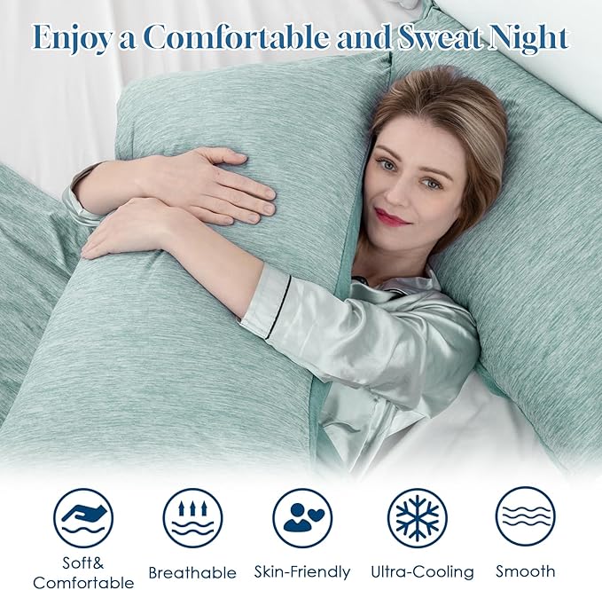 CHOSHOME Cooling Pillow Cases Zipper Pillow Covers Q-Max > 0.45 Zippered Pillowcases for Hot Sleepers, Soft, Breathable, Skin-Friendly, 4 Pack (King, 20"x36", Green)