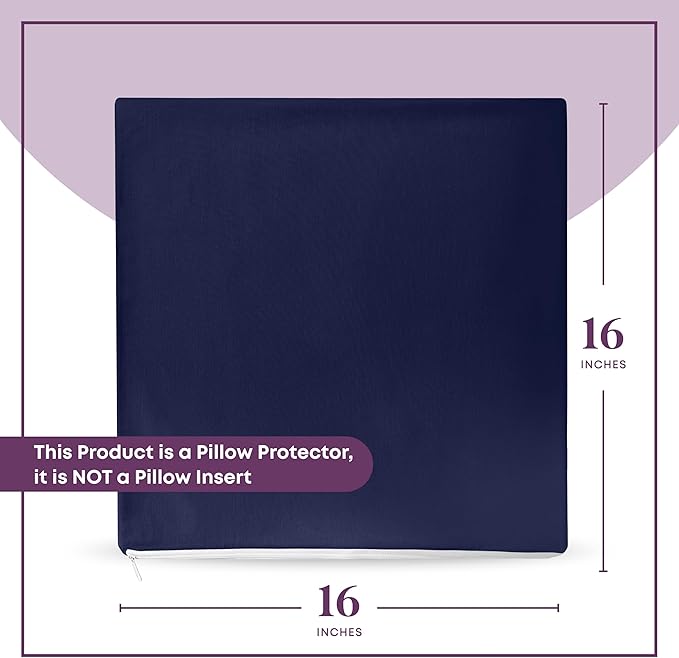 CIRCLESHOME Throw Pillow Protectors - 100% Cotton Breathable Pillowcases - 16 X 16 Square Pillowcases - Protects Pillows from Dirt, Dust and Debris (Square Pillow - 2 Pack- 16x16)