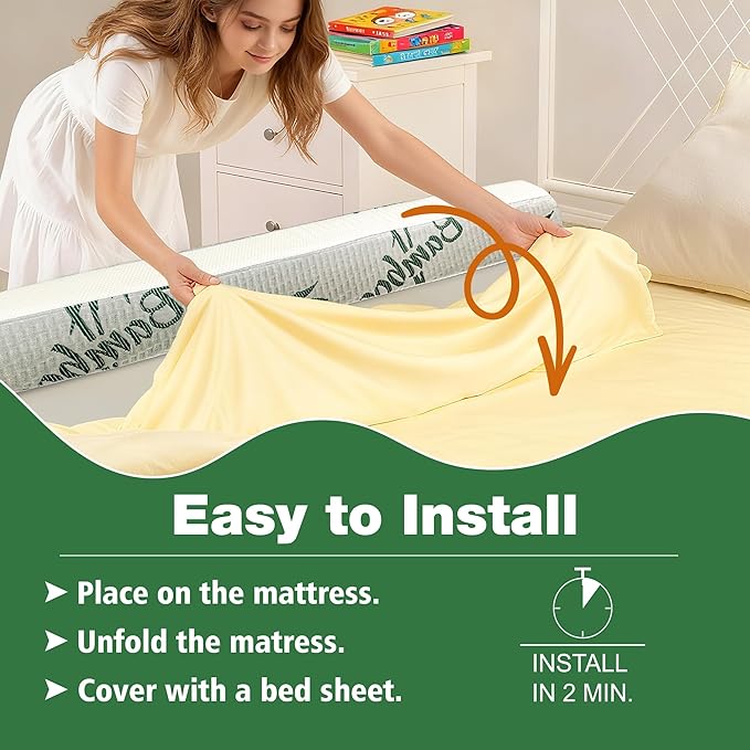 Baby Bed Bumpers for Toddlers, Foam Bed Guard Rail for Kids Bed Twin Full Queen King Size Bed, 1 Pack