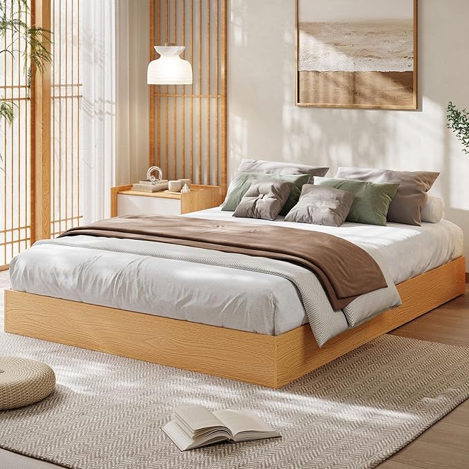 GarveeHome Full Size Wood Platform Bed Frame,Wooden Bed Frame Without Headboard, Wood Slat Support,No Box Spring Needed, Easy Assembly