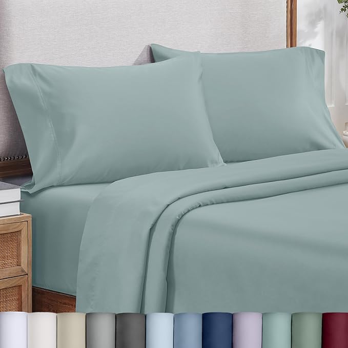 California Design Den Heirloom Soft, Smooth & Thick Certified 800 Thread Count 100% Cotton Sateen, 2 Pillow Cases Standard Size Fits Standard & Queen Size Pillows (Soft Celadon)