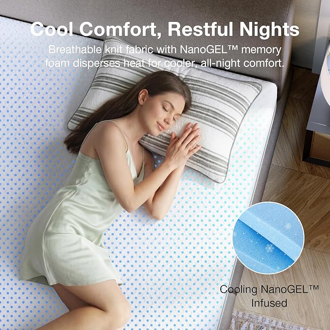 Novilla King Size Mattress, 12 Inch NanoGEL™ Memory Foam Mattress King with Upgraded Dual-Support for Spinal Alignment & Pressure Relief, Cooling Mattresses in a Box with Breathable Cover, Medium Firm