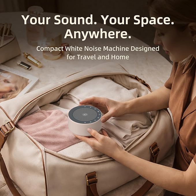 Kipcush White Noise Machine - Soft Non-Glare Nursery Lamp, 30 Soothing Sounds, 8 Color Lights, Max 8-Hour Timer for Baby & Adults (White, Standard)