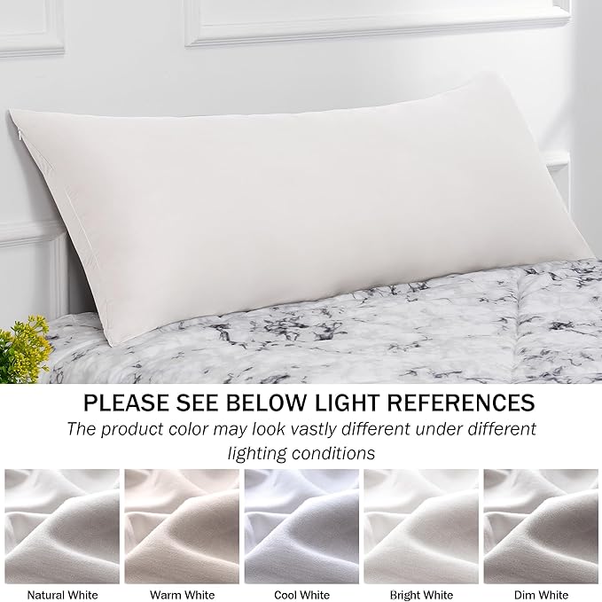 Best Season 100% Cotton Body Pillow Case Cover with Zipper Wrinkle-Free, 400 Thread Count Super Soft Pillowcase for Body Pillow, Breathable Long Pillow Protector 21"" x 54"" Light Grey