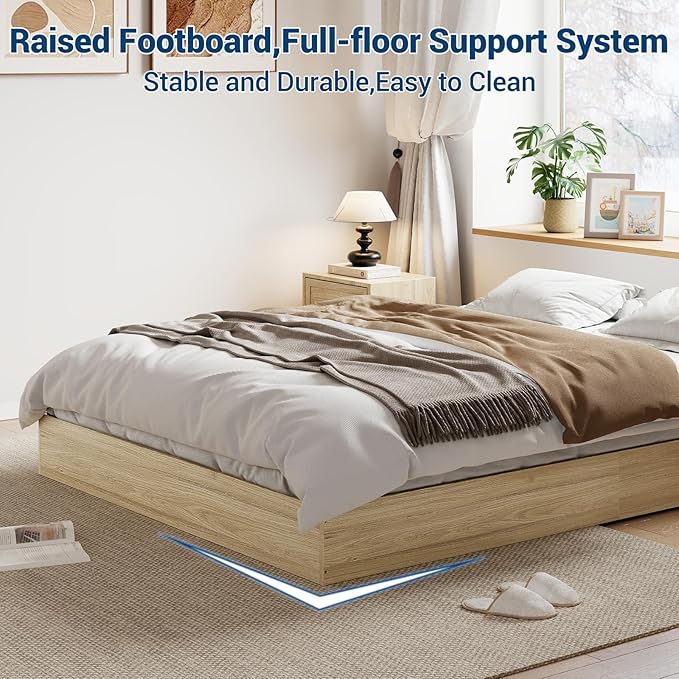 IDEALHOUSE Platform Bed Frame Twin XL Size,Wooden Slat Support,No Box Spring Needed, Easy Assembly, Natural