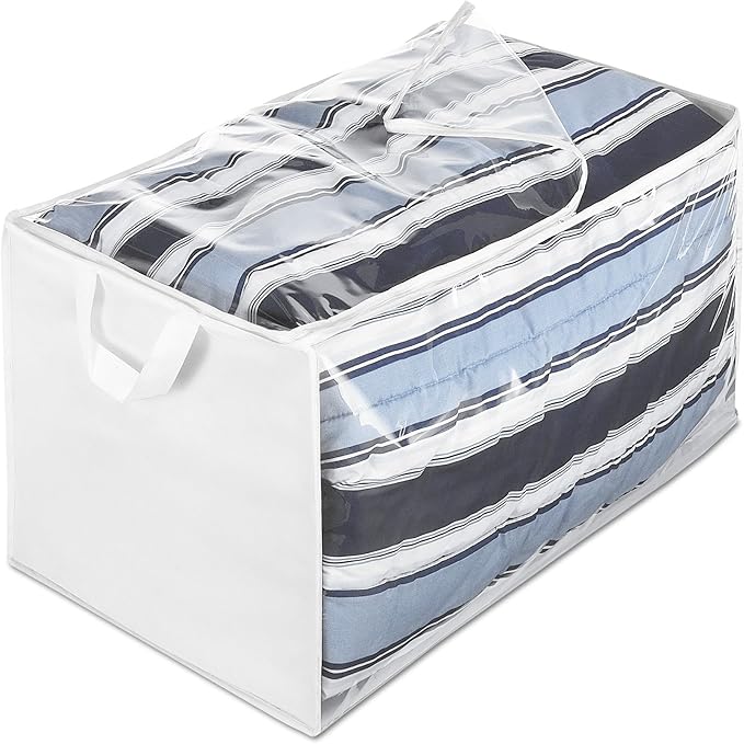 Whitmor Zippered Jumbo Storage Bag, 29"L x 17.5"W x 15.5"H, White / Clear
