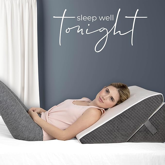 Kolbs Bed Wedge Pillow for Sleep Apnea, FSA Eligible Acid Reflux, and Back Pain Relief, with Chic Jacquard Cover - Headboard Wedges for Sleeping (Adjustable Height Wedge)