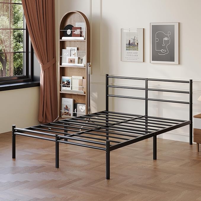 Yicensen California King Bed Frames with Headboard and Footboard, 14 Inch Metal Platform Bed Frame with Steel Slat Support, No Box Spring Needed, Noise Free, Easy Assembly, Black