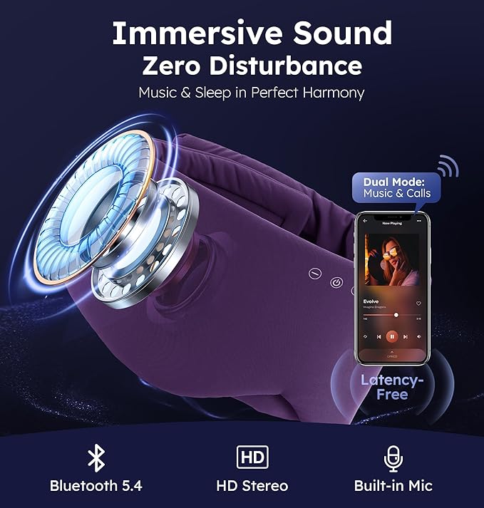 Luxury Bluetooth 5.4 Sleep Mask for Adults - Ice Fiber Cooling & HD Sound, 100% Light Blocking Adjustable Eye Cover for Travel & Side Sleepers - Soft Sleep Headphones with 10H Playtime