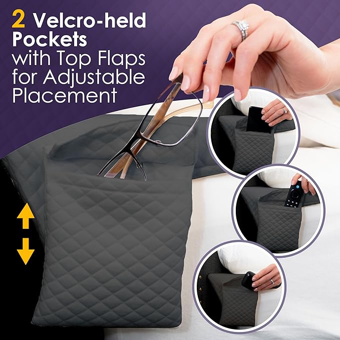 XetraDesign Bed Wedge Pillow Set for Headboard Gap Up to 7", Triangle Gap Filler for Bed, Mattress Wedge Gap Filler, Headboard Space Filler, Corner Pillow, Grey Half King 38" (2-pk)