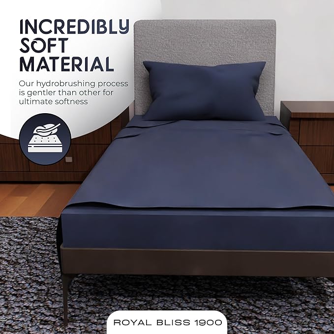 Twin Bed Set - 3Pc Set - Deep Pockets - Cooling Twin Size Sheets - Soft and Smooth Bed Sheet - Perfect Bedding for Any Bedroom (Navy Blue)