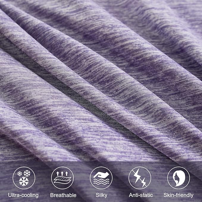 Elegear Cooling Pillow Cases for Hot Sleepers, Japanese Q-Max 0.5 Cooling Pillowcases, Both Sides(Cooling/Cotton), Breathable Soft Pillowcase for Hair and Skin, Set of 2-Purple (Queen (20'' x 30''))