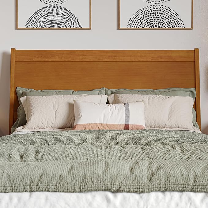 AFI, Casanova Full Solid Wood Panel Headboard, Light Toffee
