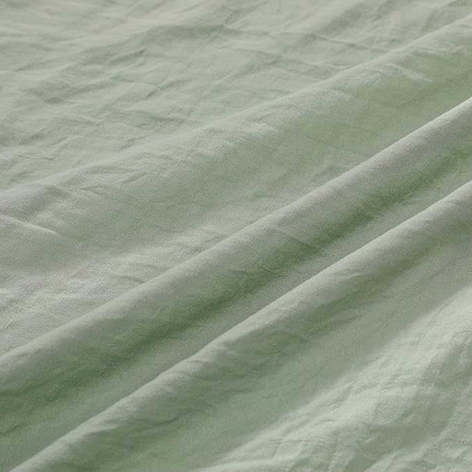 CAROMIO Sage Green Ruffled Duvet Cover Twin, 2PCS Soft Washed Microfiber Vintage French Country Duvet Cover Set for Kids Girls, Sage Green, 68x90 in