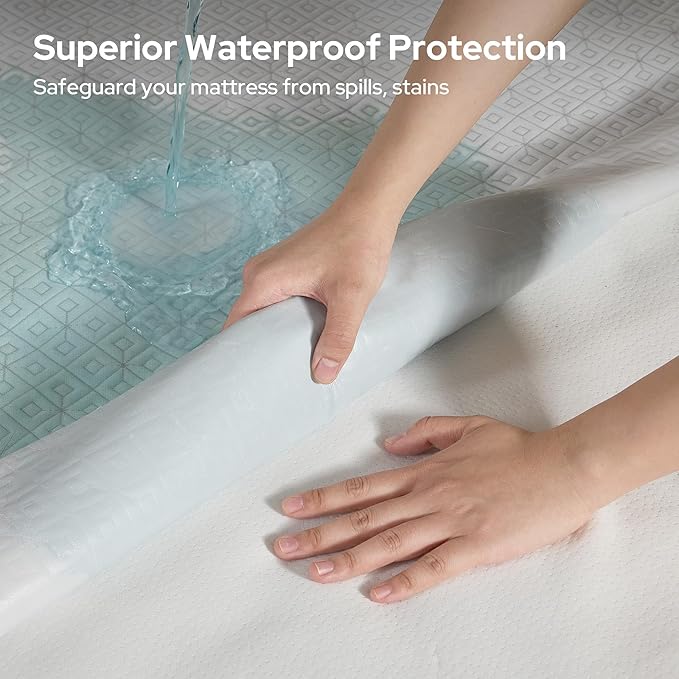 BEDLORE California King Mattress Protector, Waterproof Noiseless Mattress Cover with Deep Pocket for 6-18 inches Mattress, Soft Breathable Mattress Pad Machine Washable (White)