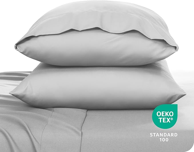 Bare Home Microfiber Pillow Cases - King 20x36 - Cooling Pillowcases - Double Brushed - Easy Care - Envelope Closure (King Pillowcase Set of 2, Cloud Grey)